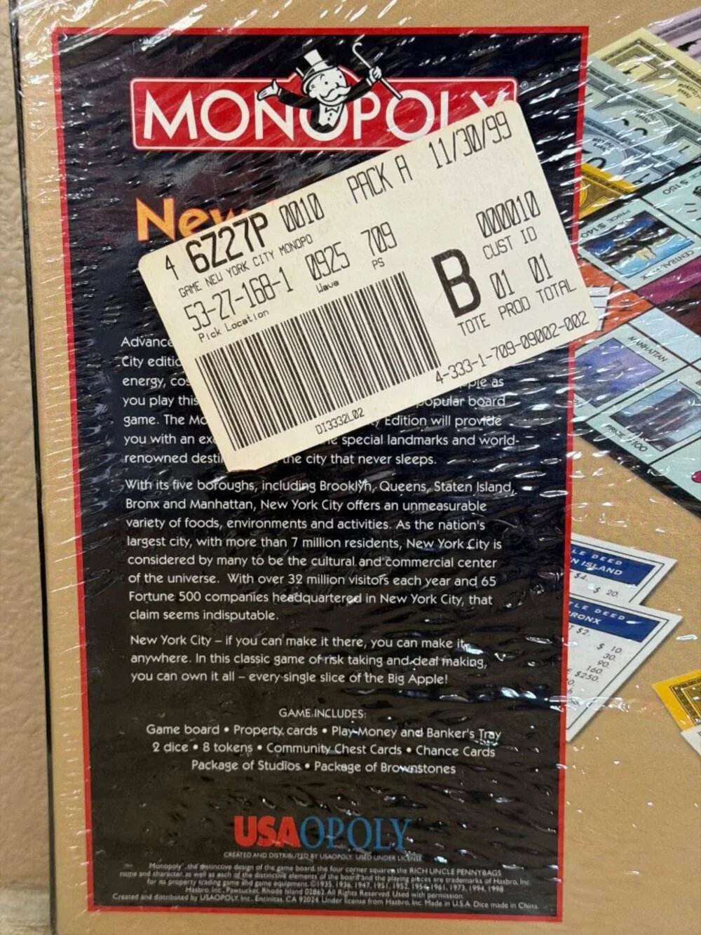 1998 Monopoly New York City Edition Board Game Statue of Liberty Box NEW Sealed